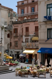 Enjoying la dolce vita on the piazza in Amalfi.